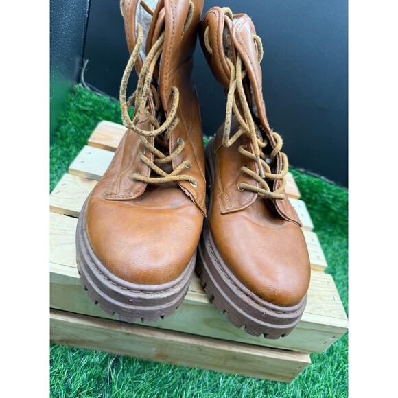 Rock & Candy- Brown Leather- Combat Boots- Size 7.5W - Picture 6 of 10